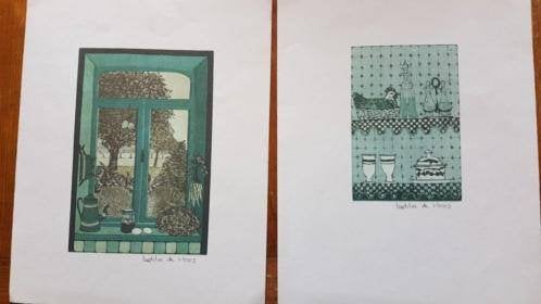 Twee x prent laetitia de Haas keuken ., Antiek en Kunst, Ophalen