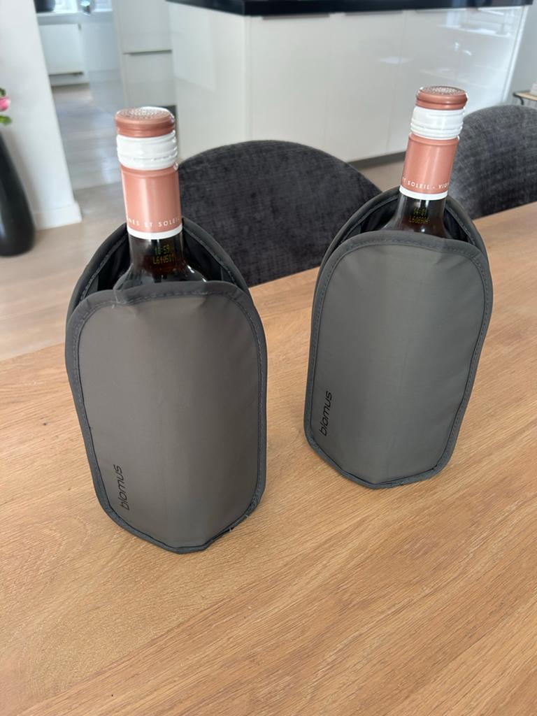 Blomus design wijnkoeler sleeve 2 stuks - Grijs, Ophalen of Verzenden, Zo goed als nieuw