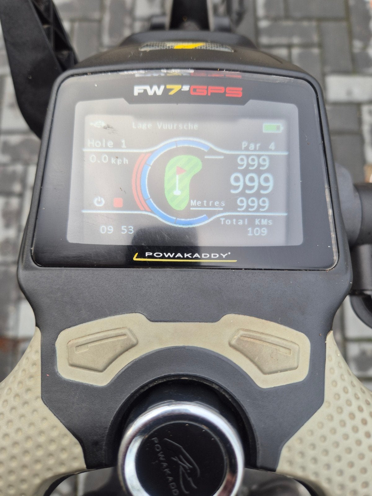 Powakaddy FW7 GPS - elektrische golftrolley met accessoires, Sport en Fitness, Ophalen of Verzenden, Gebruikt, Golfkar, Overige merken