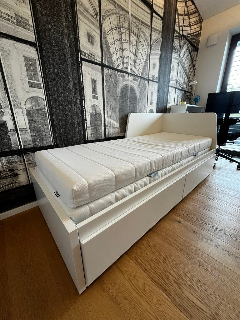 Extendible bed Ikea, Ophalen, Wit, Tweepersoons, Zo goed als nieuw