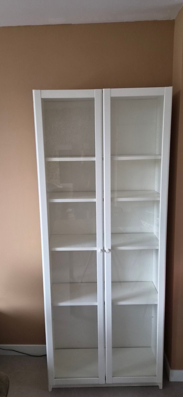Witte boekenkast met glazen deuren - IKEA Billy, Huis en Inrichting, Ophalen, Met deur(en), Modern, functioneel, 200 cm of meer