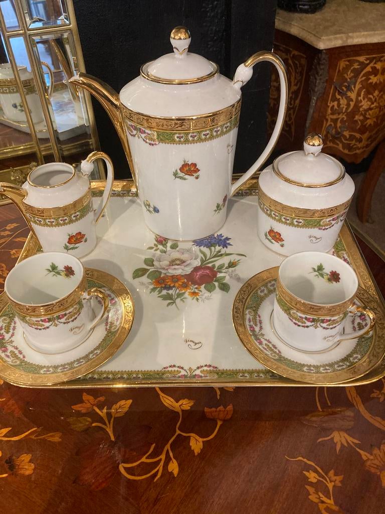 Prachtig antiek Limoges servies met originele onderschaal, Ophalen