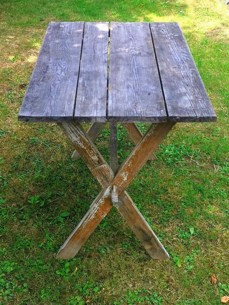 Vintage houten tafeltje voor tuinkamer / serre / orangerie, Antiek en Kunst, Ophalen