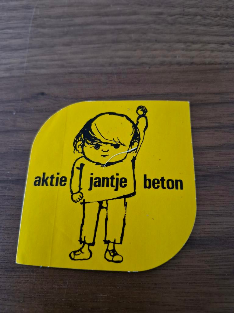 6519 Vintage 'Aktie Jantje Beton' sticker/kaartje, Verzamelen, Ophalen of Verzenden, Gebruikt
