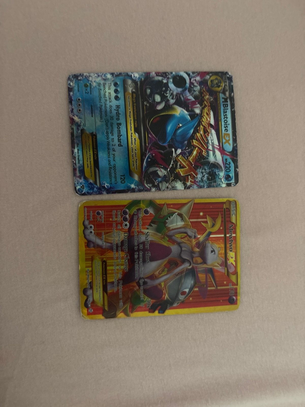 Pokémon kaarten: Blastoise EX en Mewtwo EX, Ophalen, Zo goed als nieuw, Meerdere kaarten, Foil