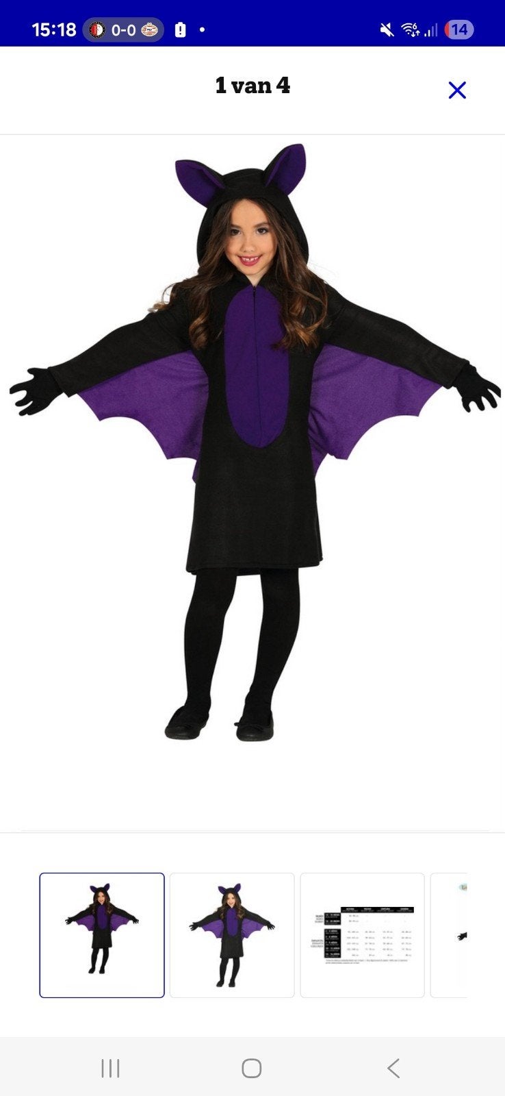 Vleermuis kostuum voor kinderen - halloween - Zwart/Paars, Ophalen, Gebruikt, 122 t/m 128, Jongen of Meisje