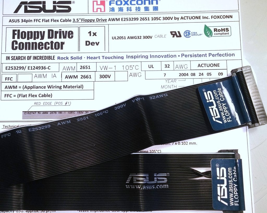 ASUS Floppy Disk Cable FDD FFC Flat Ribbon Kabel 1dev 22", Ophalen of Verzenden, ASUS