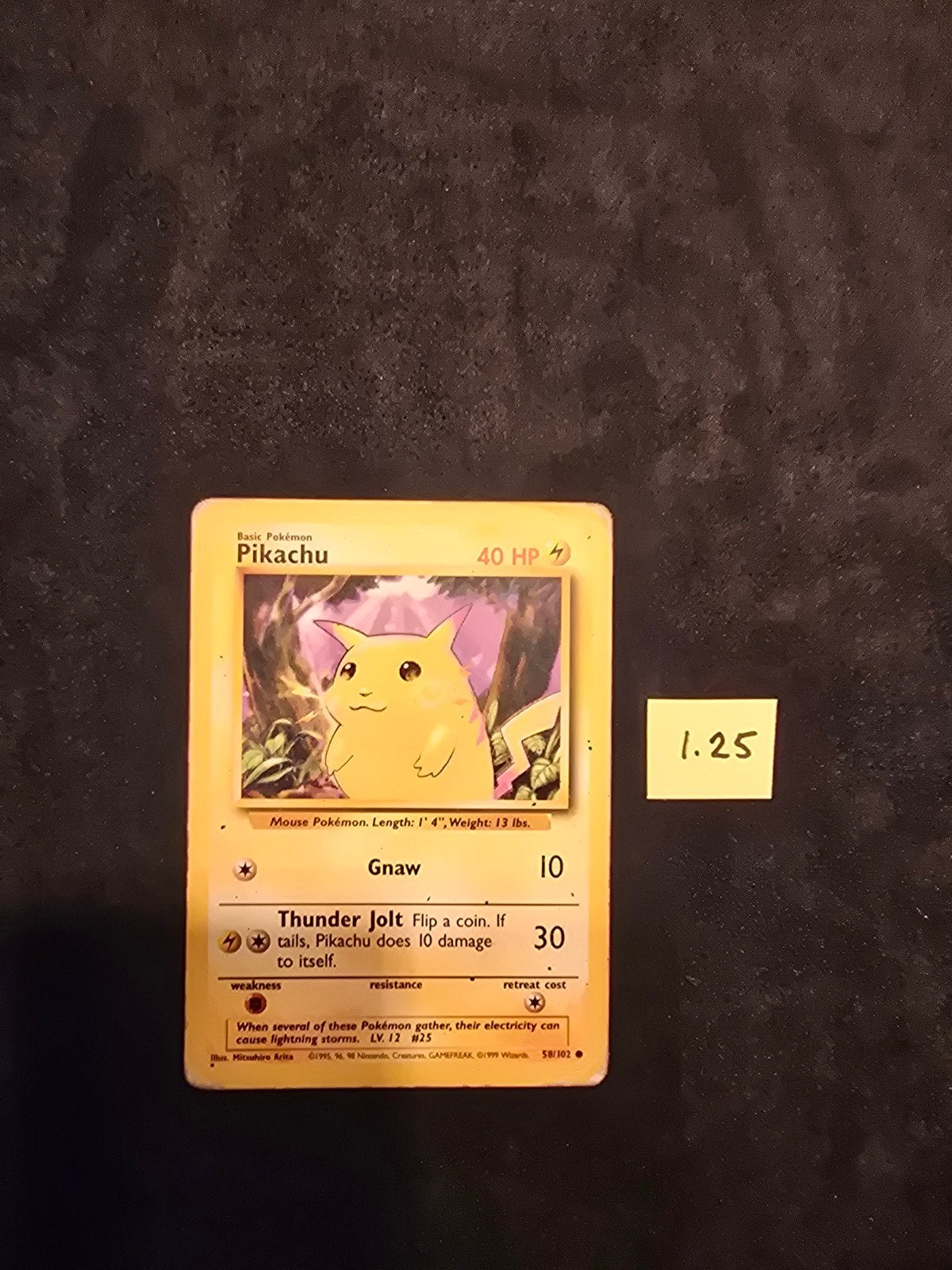 Pikachu Pokémon kaart 58/102, Ophalen of Verzenden, Gebruikt, Losse kaart