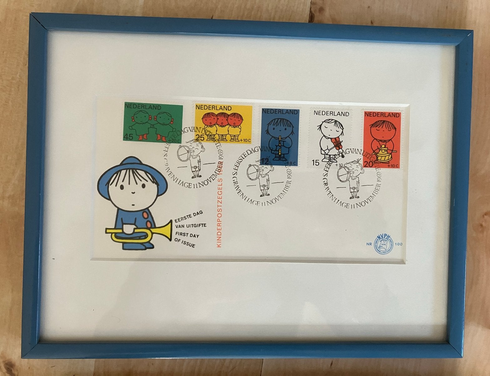 Nijntje & Geboorte Postzegels/Munten Ingelijst, Gebruikt, Overige merken, Verzenden, Wanddecoratie