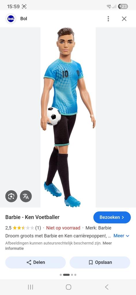 Barbiepop Ken voetbal, Ophalen of Verzenden, Barbie