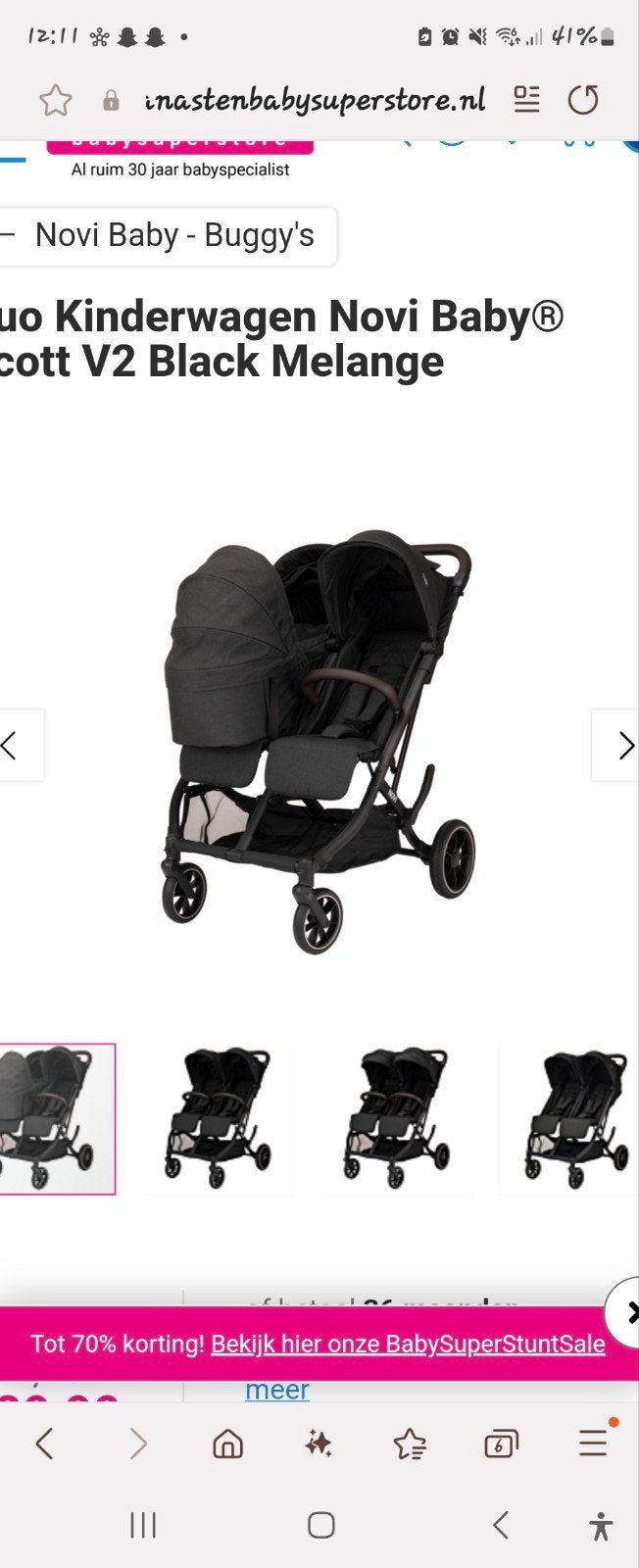 Novi Baby Duo Kinderwagen met reiswieg en regenhoes, Ophalen, Zo goed als nieuw, Overige merken, Met reiswieg