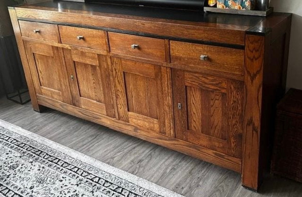 Dressoir en glazen kast te koop, Huis en Inrichting, Kasten | Dressoirs, Ophalen, Glas, Gebruikt, Met deur(en)