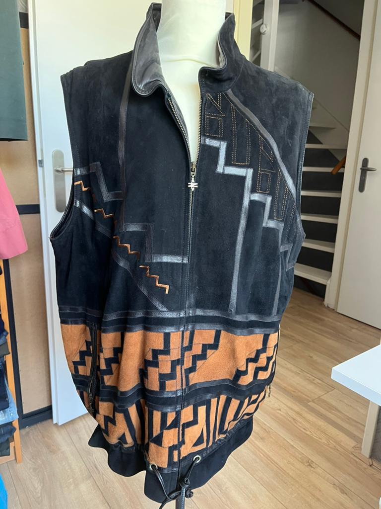 Zaspel vintage bodywarmer leer xl/xxl, Kleding | Dames, Ophalen of Verzenden, Zo goed als nieuw, Maat 46/48 (XL) of groter, Zwart