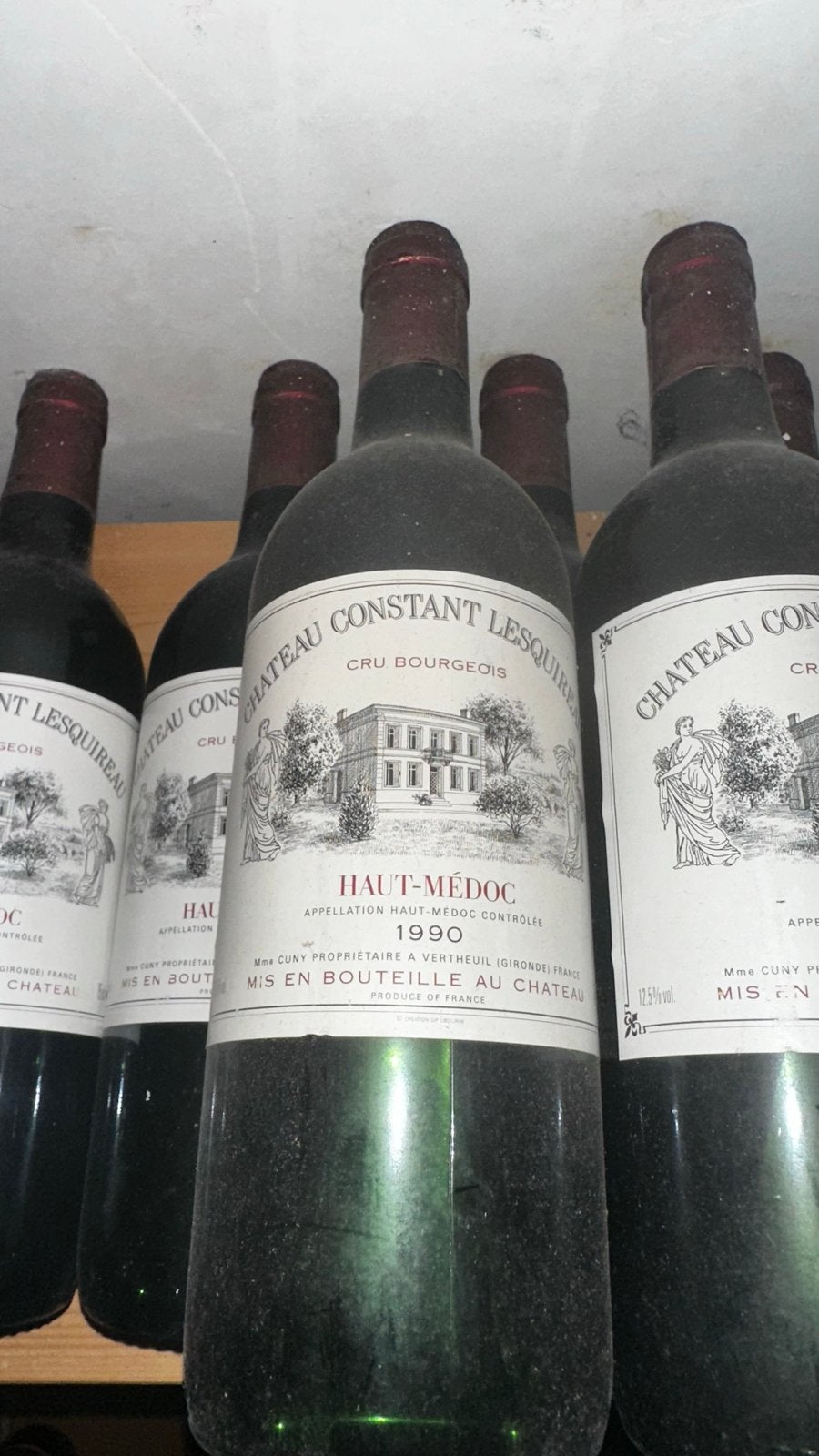 13 flessen Château Constant Lesquirel Haut-Médoc 1990, Ophalen of Verzenden, Gebruikt, Frankrijk, Rode wijn