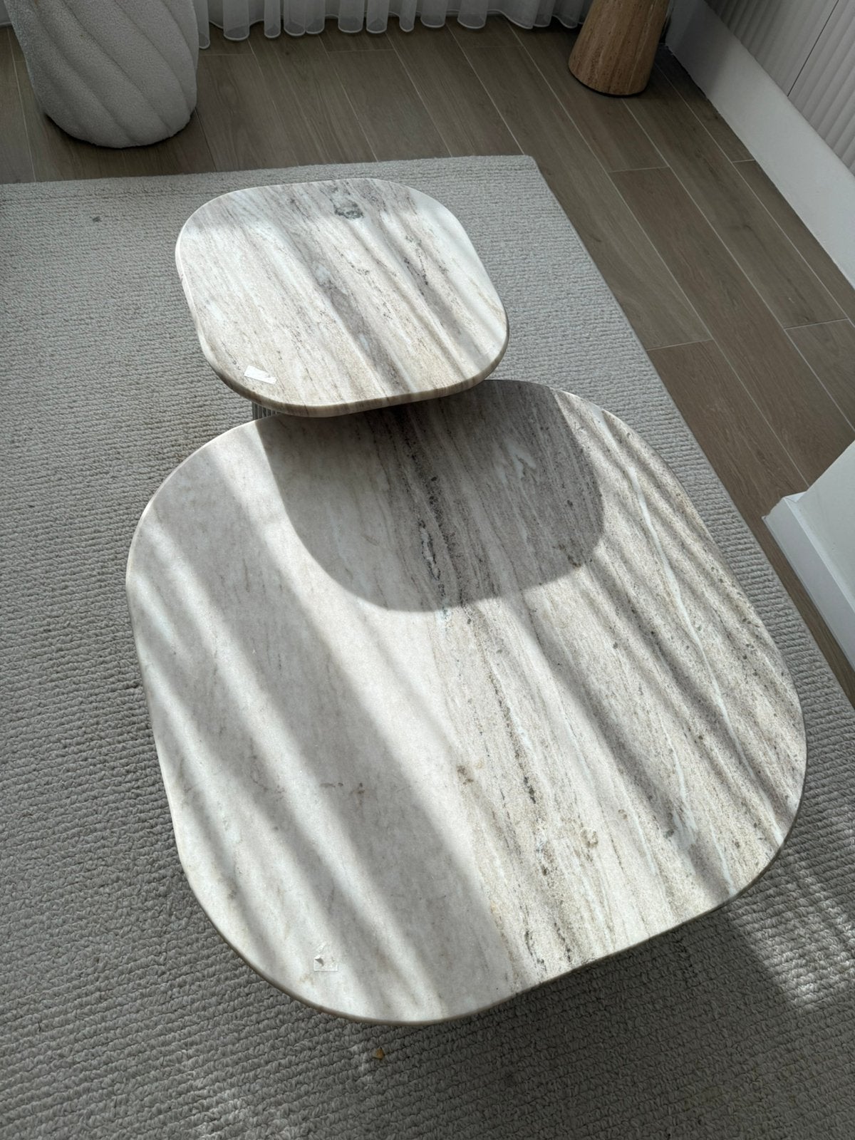 By-Boo Salontafel Dorique marmer en mangohout!, Ophalen, Rond, 50 tot 100 cm, Minder dan 50 cm