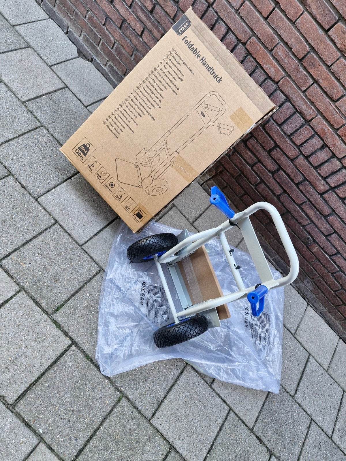 Nieuw in doos  steekwagen inklapbaar, 60 tot 80 liter, Ophalen, Nieuw, Steekwagen