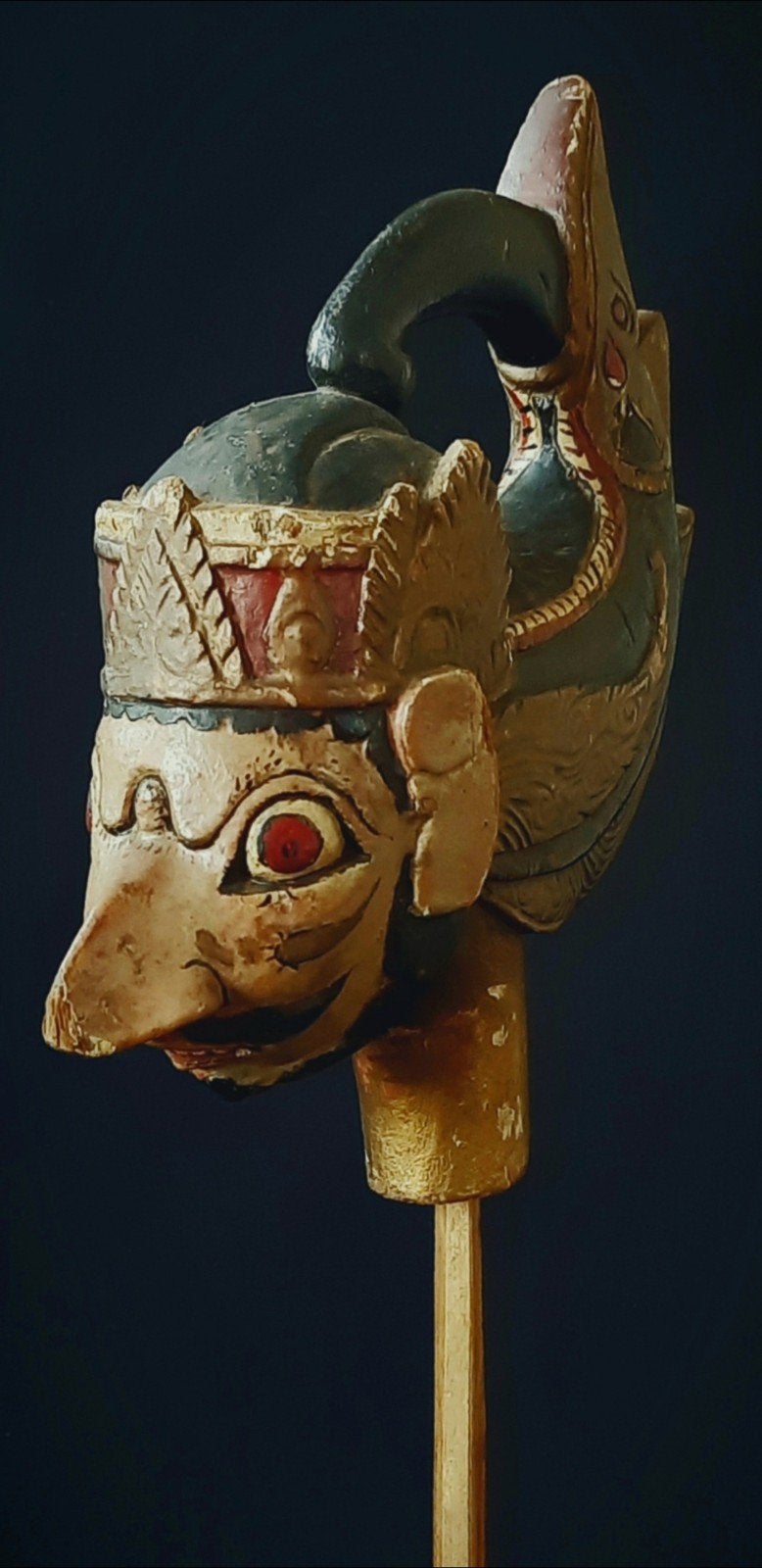 Antiek Indonesisch Wayang Golek hoofd, Hout, Ophalen of Verzenden, Handgemaakt, Indonesië