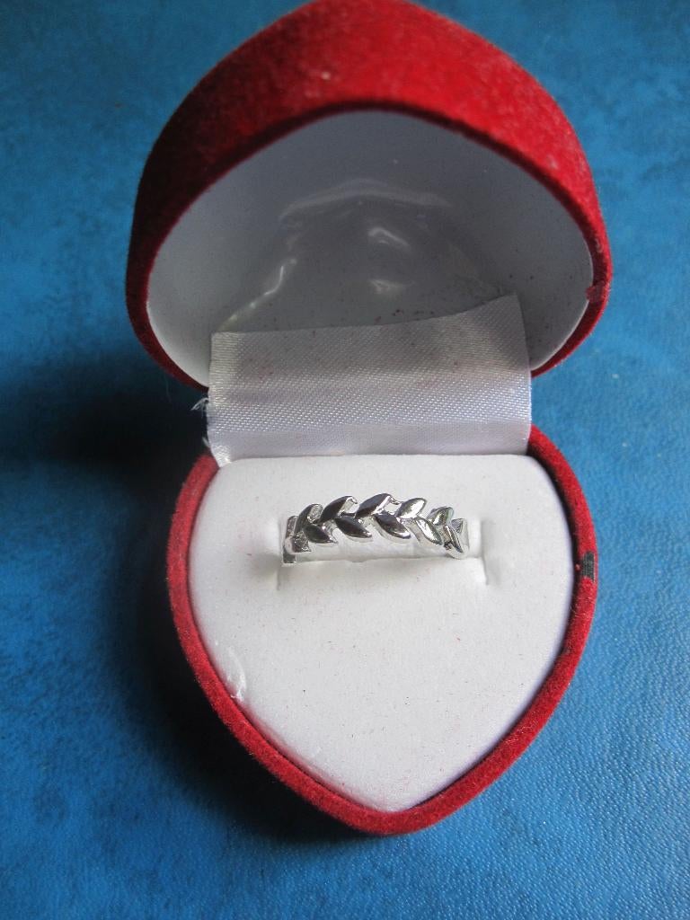 Ring - zilverkleurig - lauwerkrans (NIEUW), IJzer of Staal, Nieuw, Ophalen of Verzenden, Kleiner dan 17