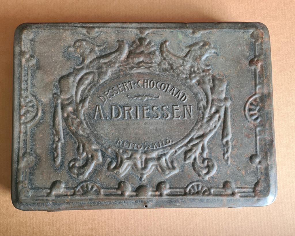 Oud blik DRIESSEN Dessert chocolaat chocolade, Ophalen of Verzenden, Gebruikt, Overige