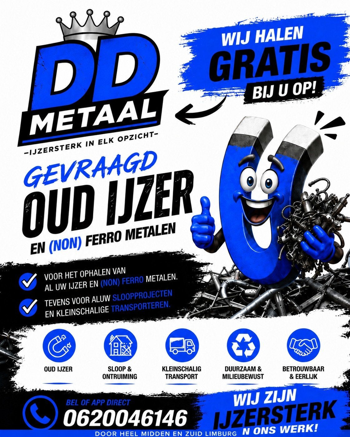 Wij halen GRATIS U oud ijzer en metalen op ✅