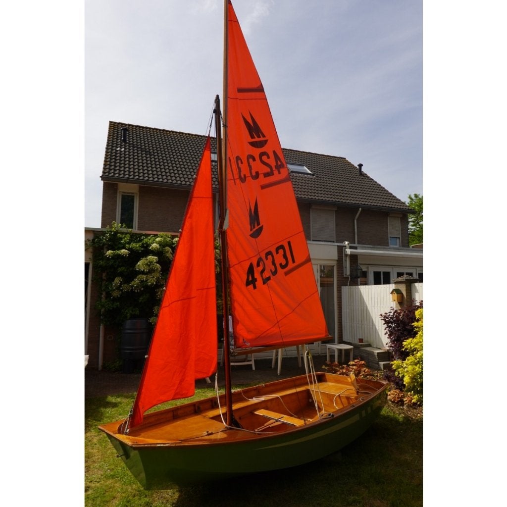 Mirror Dinghy zeilboot, Ophalen, Gebruikt, Hout, Inclusief zeilen