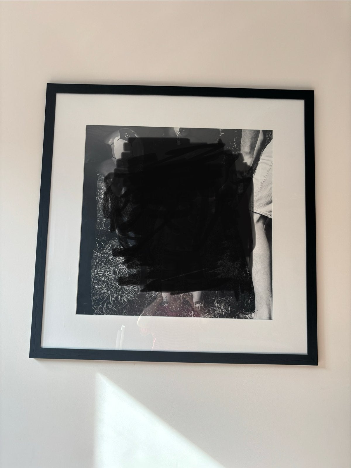 2 Zwarte fotolijsten 85x85 cm met Passepartout, Ophalen, 85 cm, Zo goed als nieuw, Fotolijst