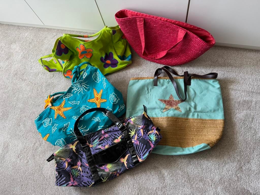 5 grote tassen weekendtas handbagage strandtas, 40 tot 60 cm, 30 cm of meer, Overige kleuren, Minder dan 35 cm