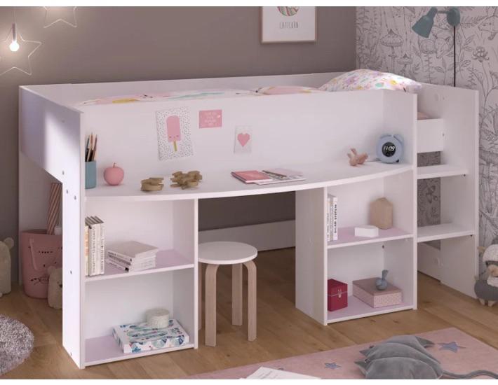 HALFHOOGSLAPER PIROUETTE MET BUREAU 90X200, Ophalen, Zo goed als nieuw, Halfhoogslaper