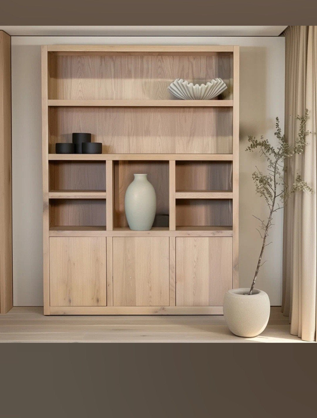 Blankeiken kast met 2 deuren en melkglas voor woonkamer, Ophalen, Met lade(s), Eikenhout, Zo goed als nieuw