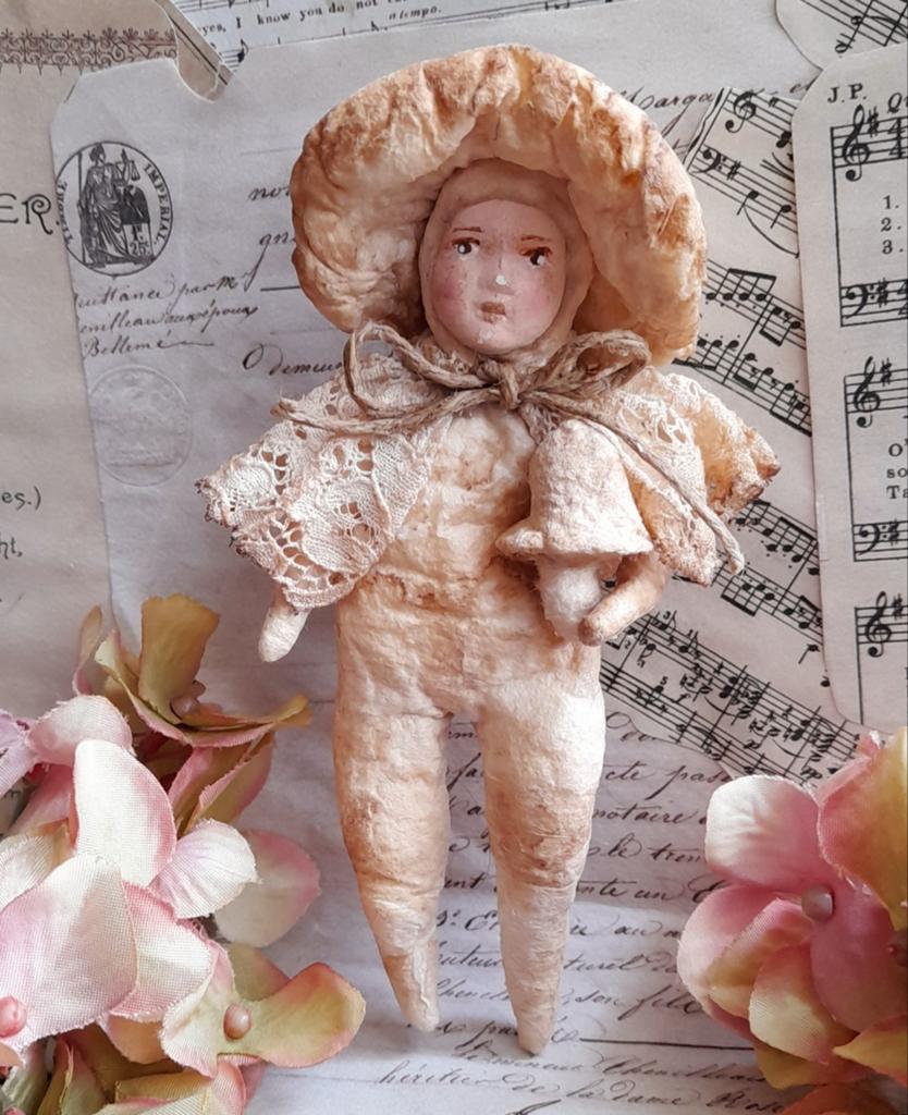 Prachtig brocante wattenpopje Paddestoel Spun cotton, Antiek en Kunst, Curiosa en Brocante, Ophalen of Verzenden