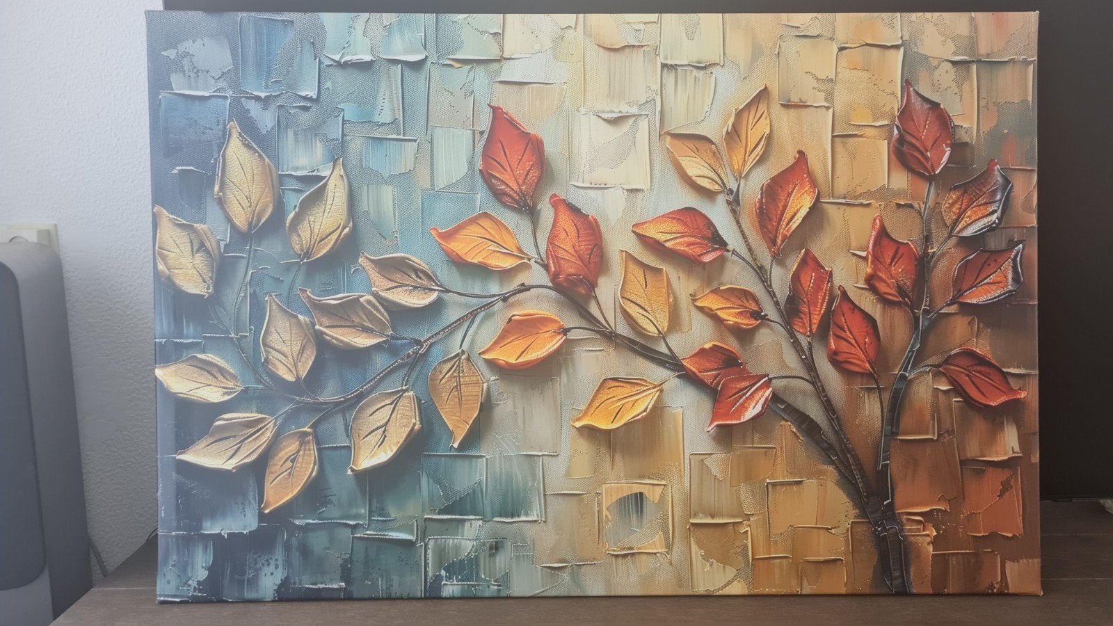 Canvas schilderij met herfstbladeren, Antiek en Kunst, Kunst | Schilderijen | Klassiek, Ophalen of Verzenden