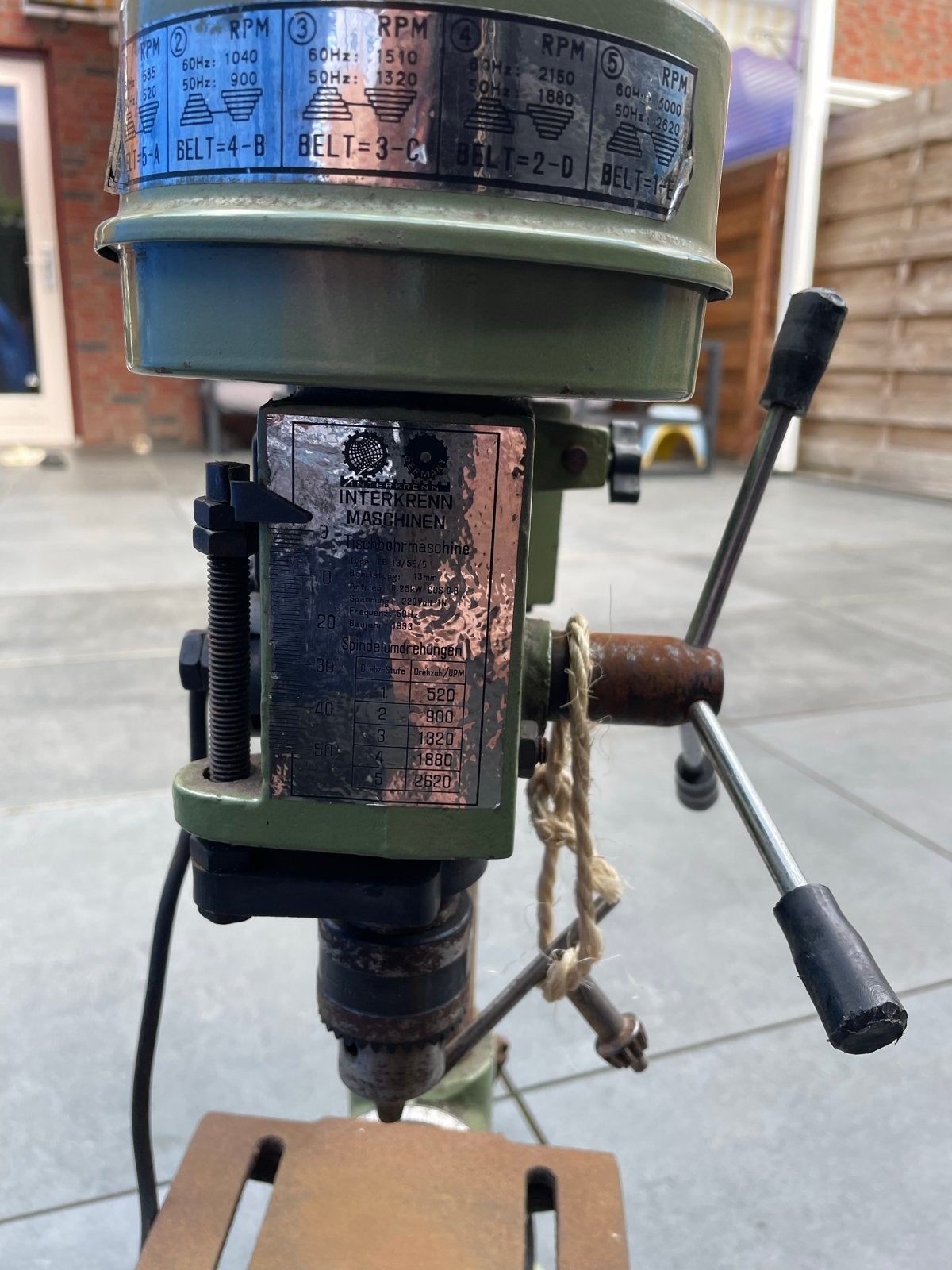Vintage Kolomboormachine Interkrenn Machines, Doe-het-zelf en Verbouw, Gereedschap | Boormachines, Ophalen, Gebruikt, Minder dan 400 watt