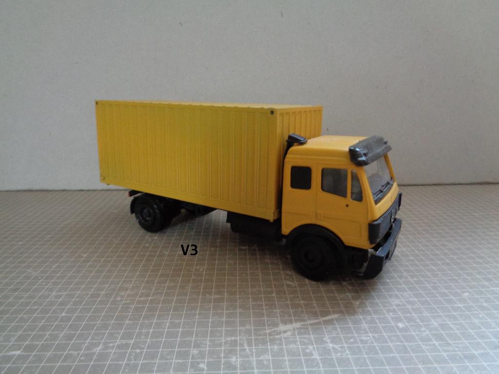 lion/conrad mb met container, Hobby en Vrije tijd, Modelauto's | 1:50, Ophalen of Verzenden, Gebruikt, Bus of Vrachtwagen, Lion Toys