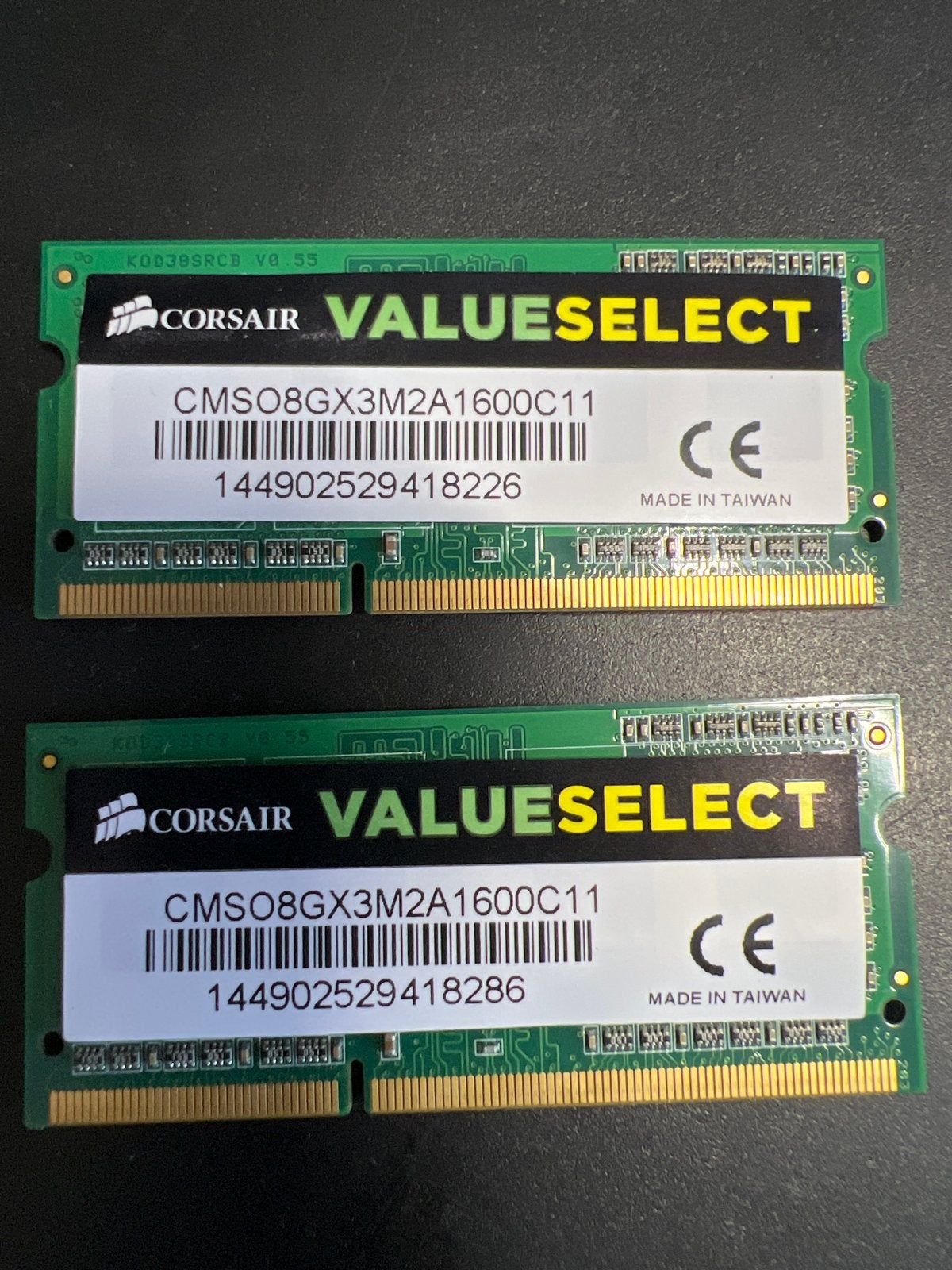 2x Corsair ValueSelect DDR3 RAM 4GB (8GB totaal), Ophalen, Gebruikt, 8 GB, DDR3
