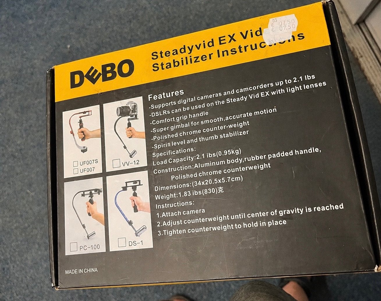 DEBO Steadyvid EX Video Stabilisator voor Camera's, Ophalen of Verzenden, Nieuw, Minder dan 150 cm, Overige typen