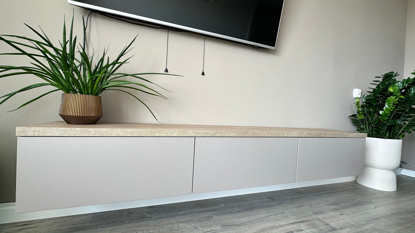 Modern zwevend tv-meubel met opbergruimte, Ophalen, Zo goed als nieuw, 200 cm of meer, Minder dan 100 cm