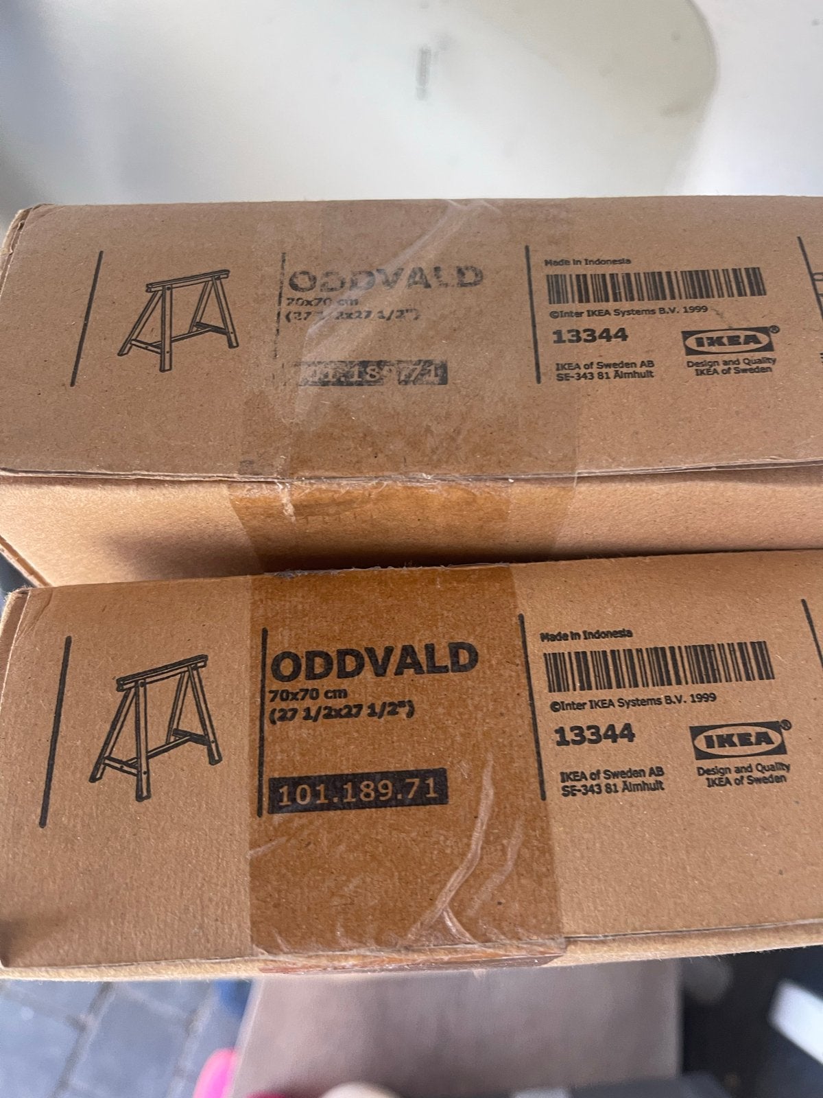 IKEA ODDVALD schragen (2 stuks) - Nieuw in doos, Ophalen, 50 tot 100 cm, Nieuw, Rechthoekig
