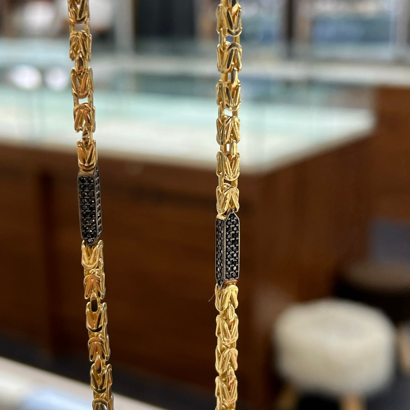 14k gouden ketting koningsketting onyx stenen italy, Sieraden, Tassen en Uiterlijk, Ophalen of Verzenden, Zo goed als nieuw, Goud