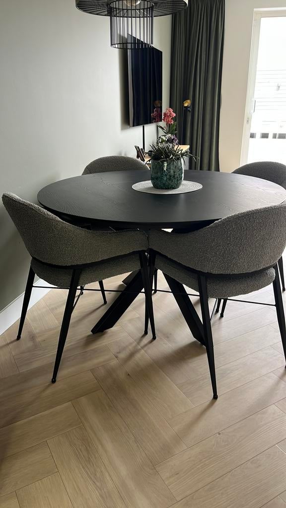 Ronde tafel met stoelen, Ophalen, Zo goed als nieuw, Rond, 100 tot 150 cm