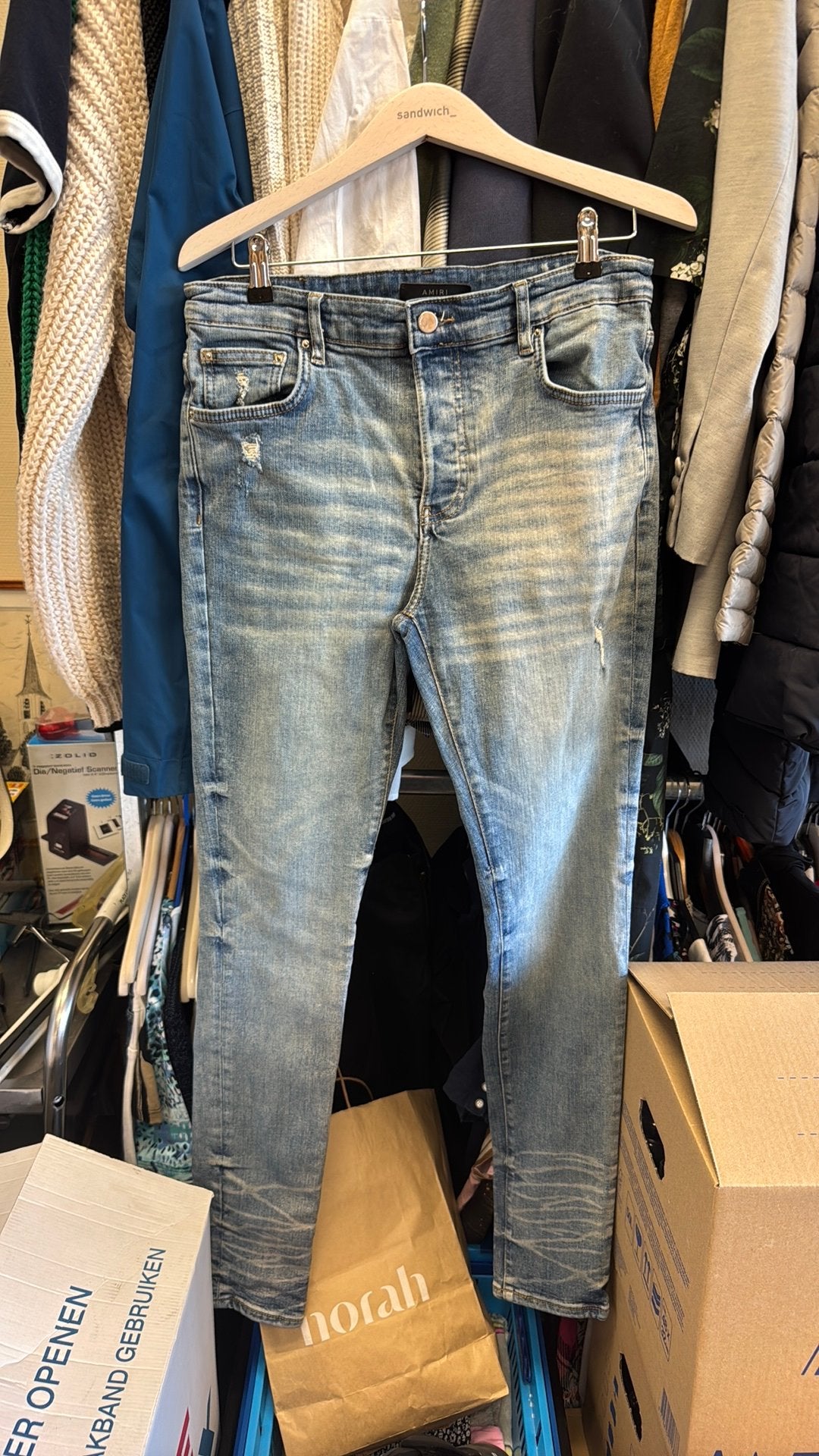 Amiri broek, Ophalen of Verzenden, Zo goed als nieuw, Blauw, W32 (confectie 46) of kleiner