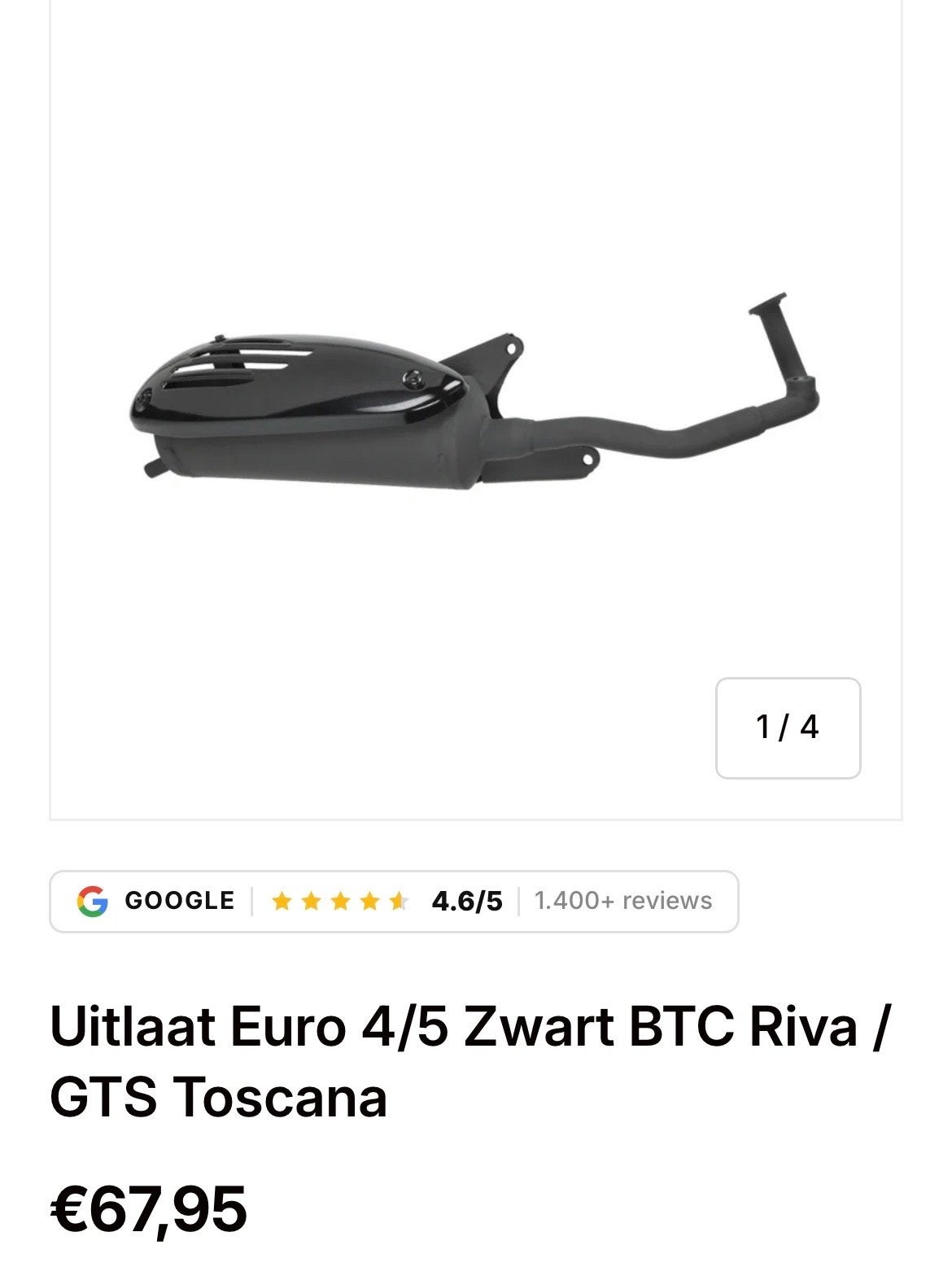 Uitlaat Euro 4/5 Zwart BTC Riva / GTS Toscana, Fietsen en Brommers, Ophalen of Verzenden, Nieuw, Uitlaat, Overige merken