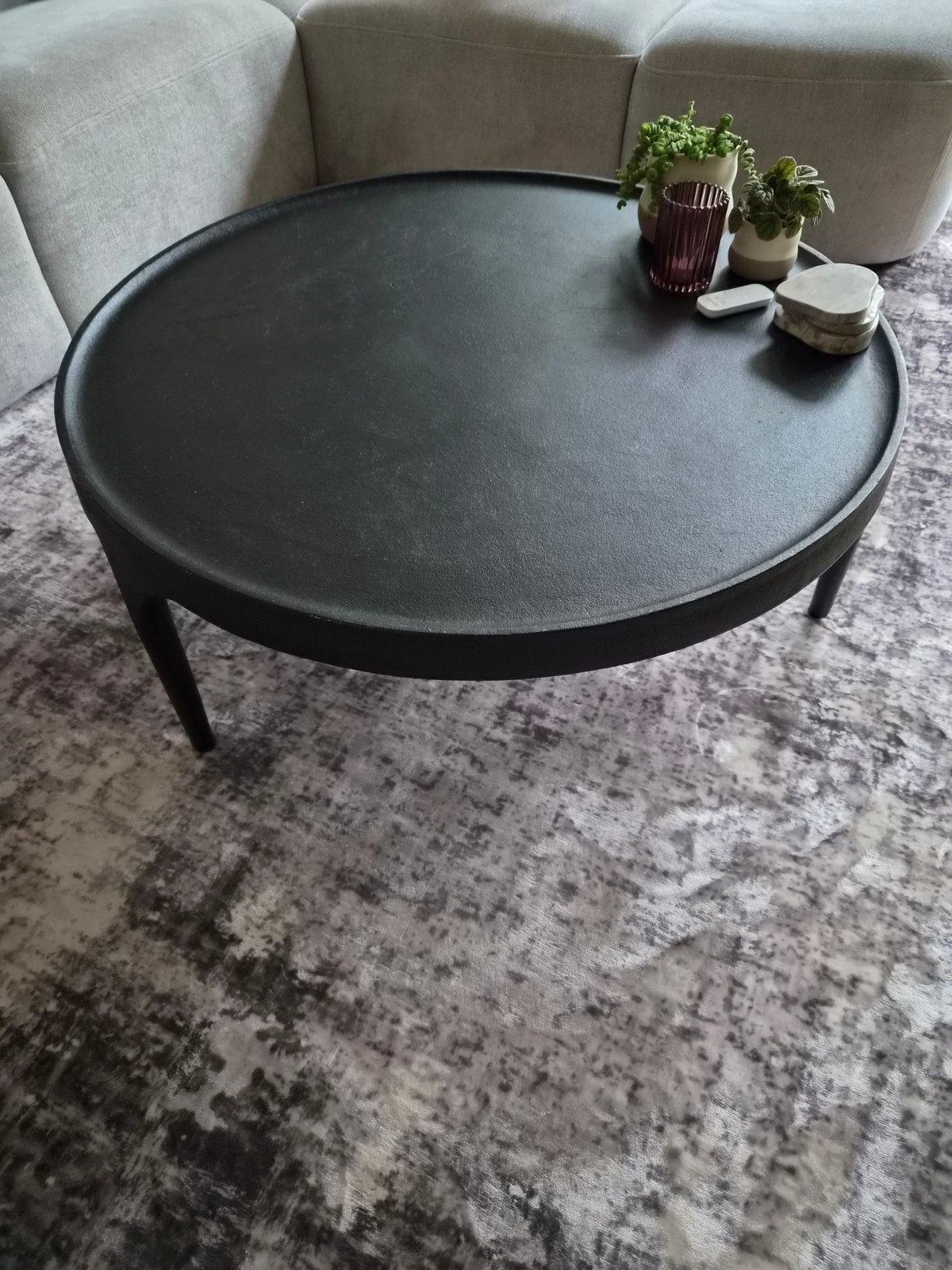 zwart metalen salontafel van Xooon, Ophalen, 50 tot 100 cm, Rond, 50 tot 100 cm