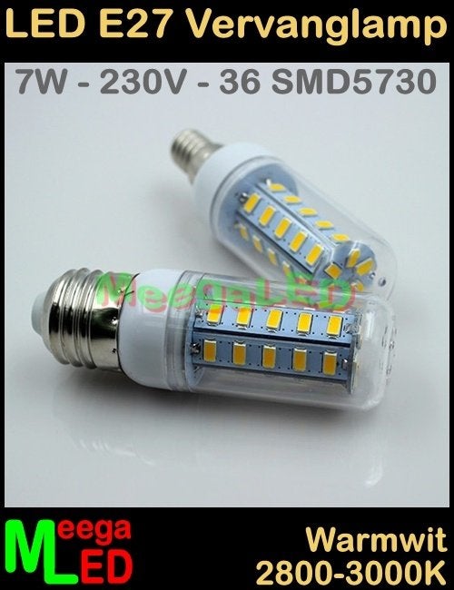 LED E27 - 7 Watt Mais / Corn lamp Warmwit 2800K - 40 stuks, Led-lamp, 60 watt of meer, Nieuw, Overige merken