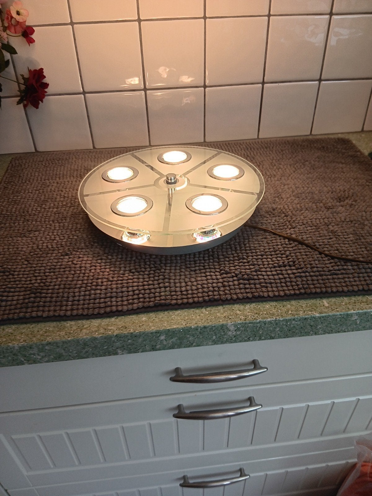 Plafonnière, Ophalen, Zilver, Inclusief lichtbron, GU10