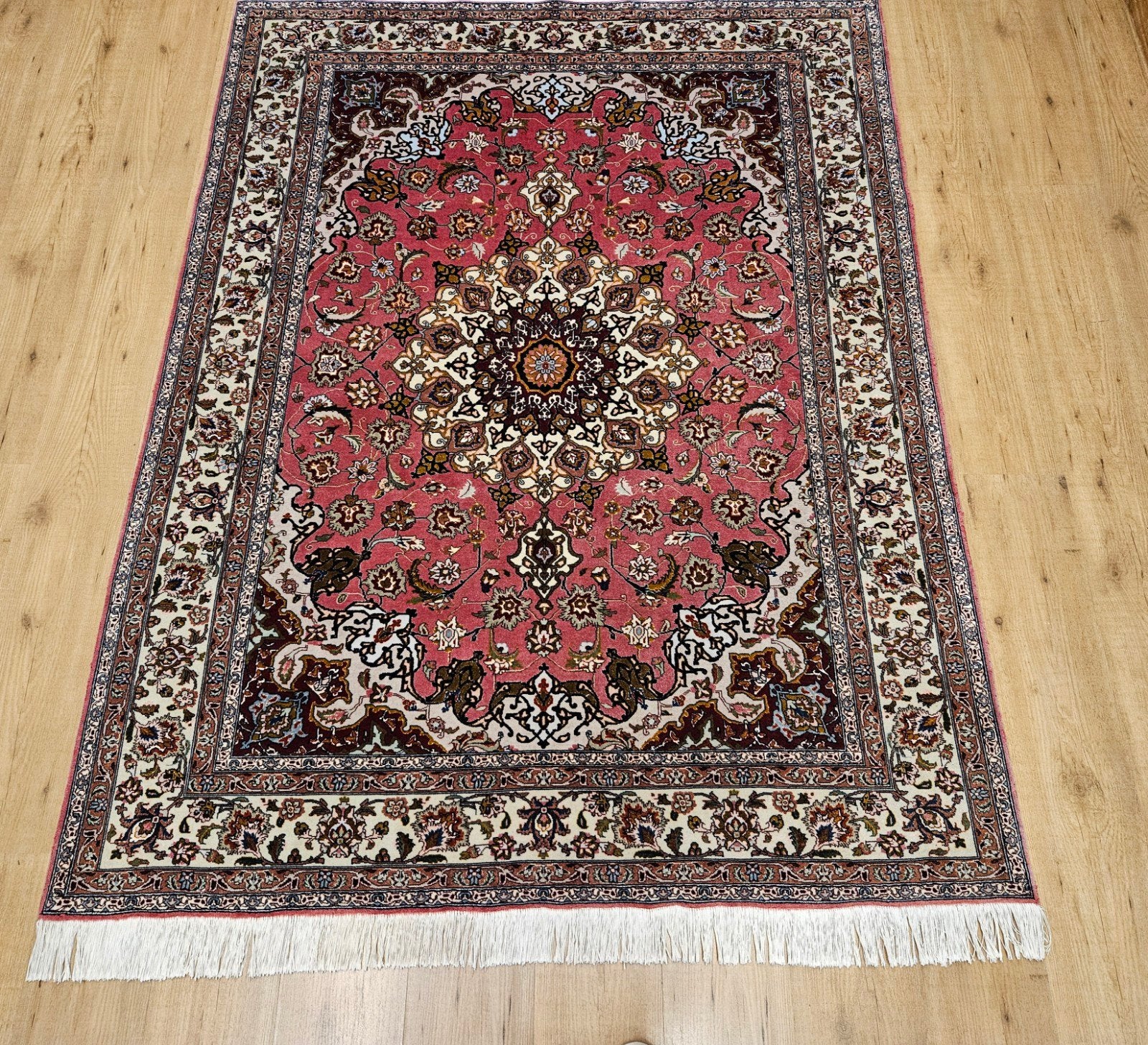 Vintage handgeknoopt perzisch tapijt tabriz 50raj 215x152