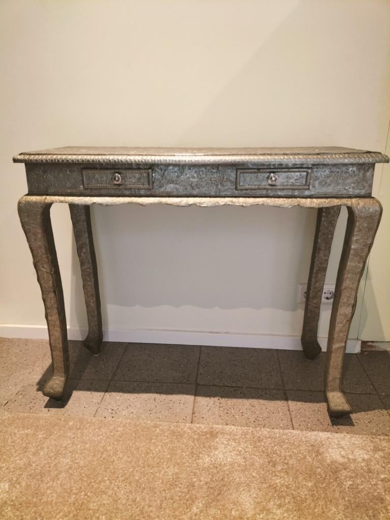 Haltafel  met zitje. Ibiza/India stijl, Huis en Inrichting, Tafels | Sidetables, Ophalen, 50 tot 100 cm, Rond, Metaal