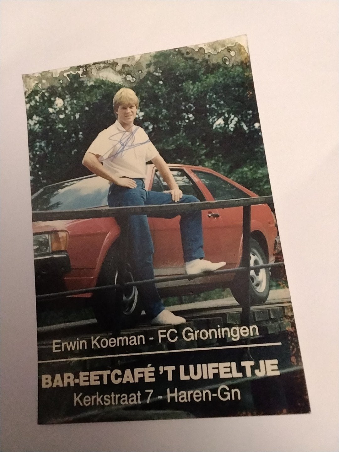 Gesigneerde foto Erwin Koeman FC Groningen Bar-Eetcafé, Ophalen of Verzenden, 1980 tot heden, Gelopen