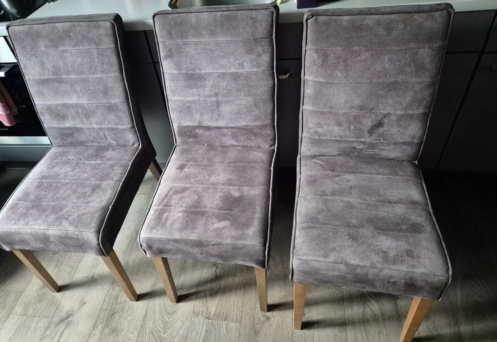Drie grijze eetkamerstoelen, Ophalen, Grijs, Drie