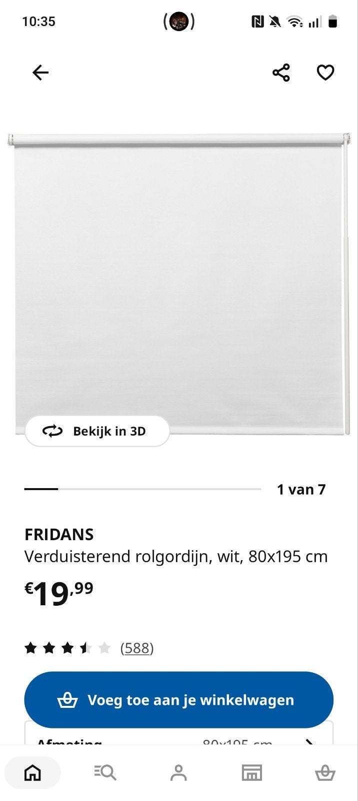 FRIDANS Verduisterend rolgordijn wit 80x195 cm, Gebruikt, Verduisterend, Wit, Ophalen of Verzenden