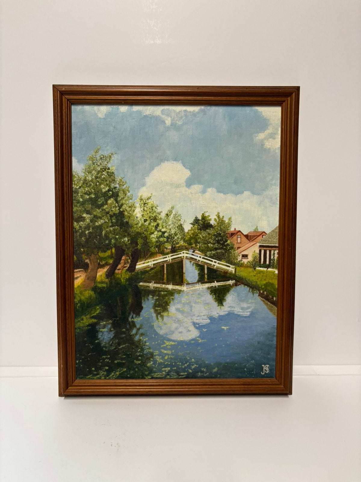 Klassiek olieverf schilderij landschap ingelijst, Paneel, Ophalen of Verzenden, Olieverf, Klassiek
